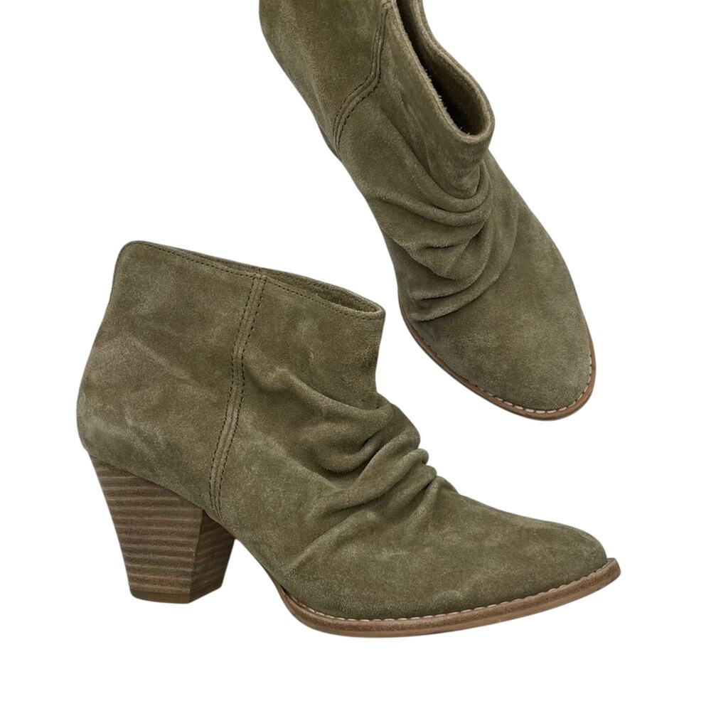 Splendid Brown Suede Slouchy Ankle Boots Womens 7.5 Shooties Stacked Heel Fall
